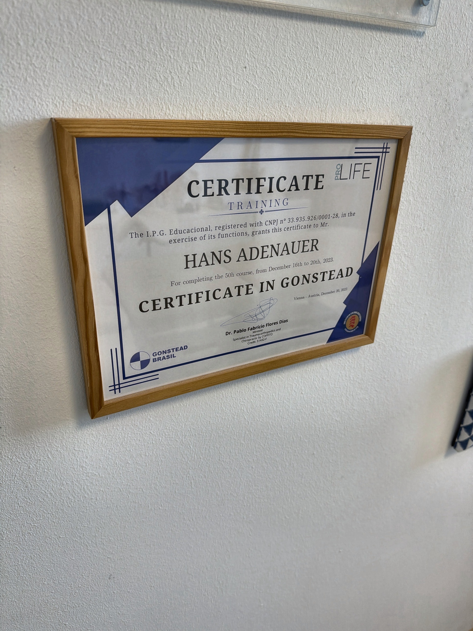 Certificate in Gonstead